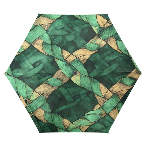 Celtic Knots Pattern Folding Umbrella UV50+ Waterproof Sun Protection Auto Open Close Compact Fiberglass Frame