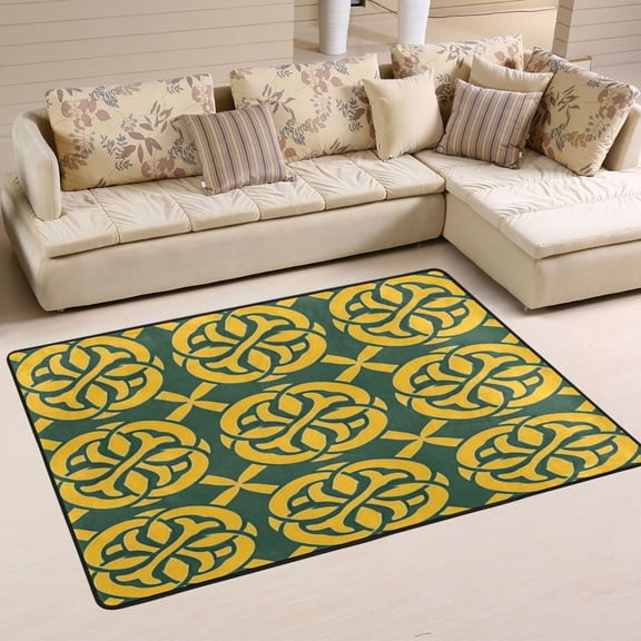 Celtic Knots Soft Polyester Area Rug 72''x48'', Non Slip, Memory Foam, Water Absorbent