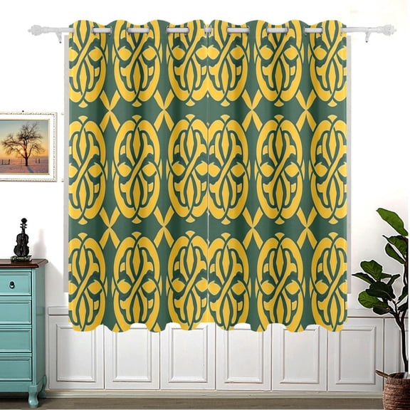 Celtic Knots Thermal Blackout Curtains 63x55 Inch 2 Panels Grommet Window Drapes for Bedroom Living Room