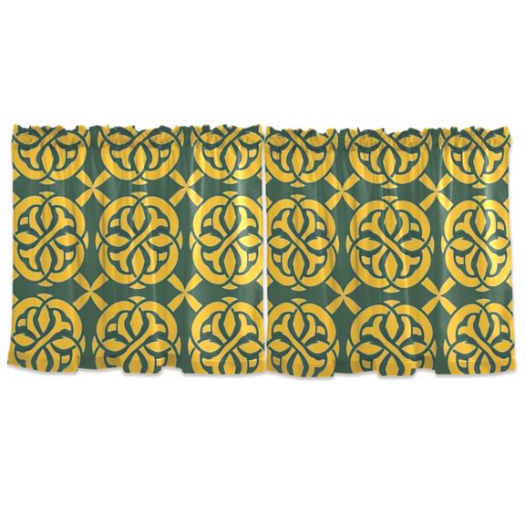 Celtic Knots Tier Curtains for Kitchen 57x24 Inch Semi Sheer Light Filtering Half Window Curtains 2 Panels