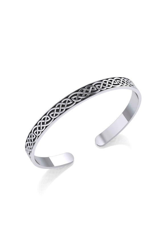 Celtic Knotwork 925 Sterling Silver Bangle Cuff Bracelet Fine Eternity Jewelry