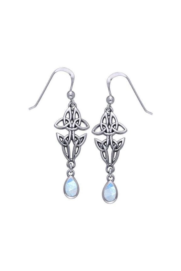 Celtic Knotwork 925 Sterling Silver Earrings Choice of Gemstone Ancestry Jewelry