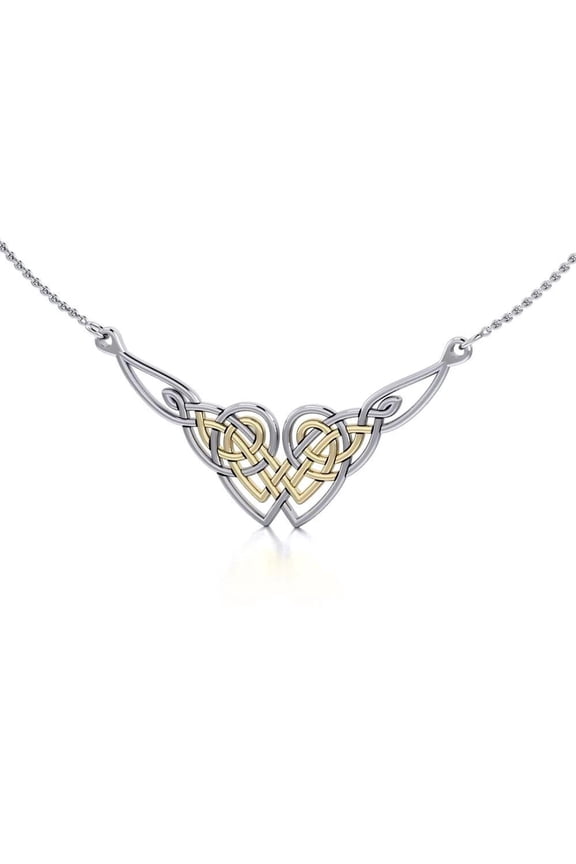 Celtic Knotwork 925 Sterling Silver Necklace Fine Jewelry Gold Accent Two Tone