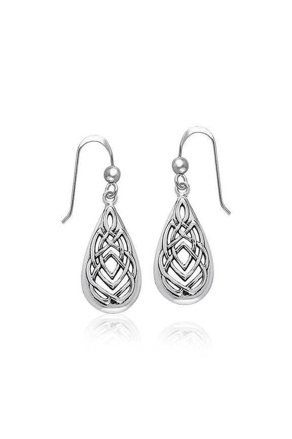 Celtic Knotwork 925 Sterling Silver Teardrop Earrings Fine Heritage Jewelry