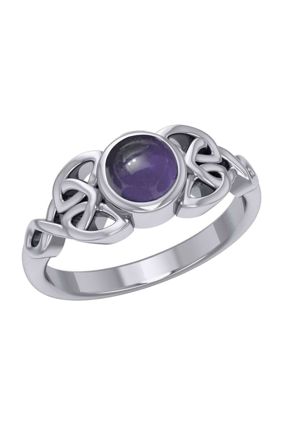 Celtic Knotwork Amethyst 925 Sterling Silver Ring Fine Heritage Ancestry Jewelry