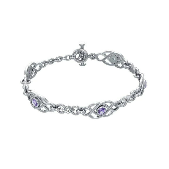Celtic Knotwork Bracelet 925 Sterling Silver Choice of Gemstone Eternity Jewelry