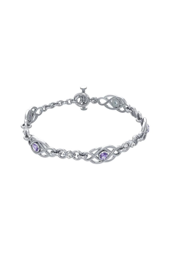 Celtic Knotwork Bracelet 925 Sterling Silver Choice of Gemstone Eternity Jewelry