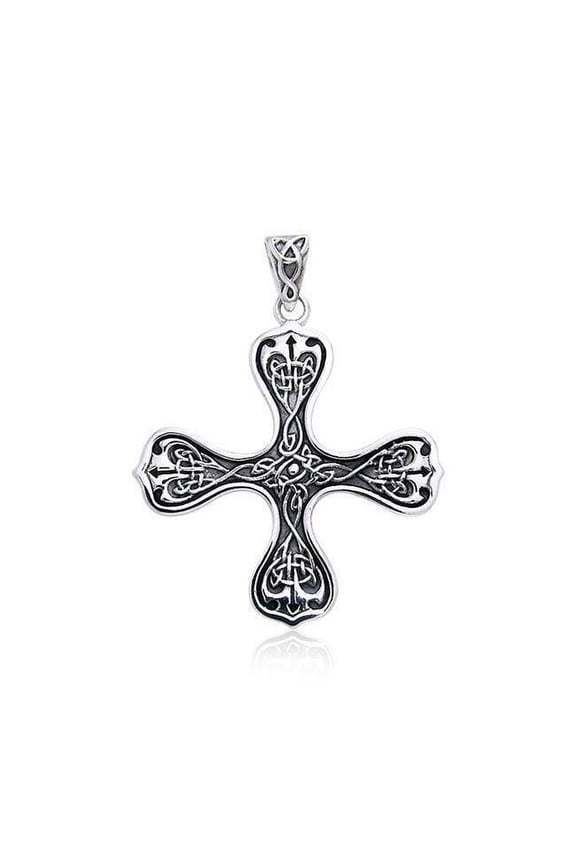 Celtic Knotwork Cross Pendant 925 Sterling Silver Heritage Religious Jewelry