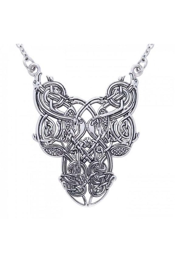 Celtic Knotwork Dancing Birds 925 Sterling Silver Necklace Fine Nature Jewelry