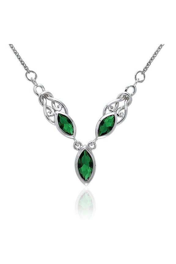 Celtic Knotwork Eternity 925 Sterling Silver Necklace Jewelry Choice of Gemstone