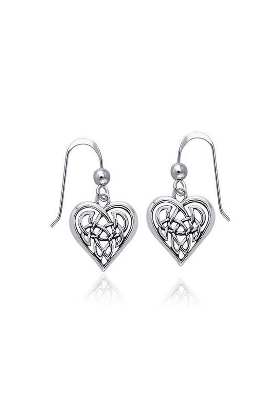 Celtic Knotwork Heart Earrings 925 Sterling Silver Heritage Ancestry Jewelry