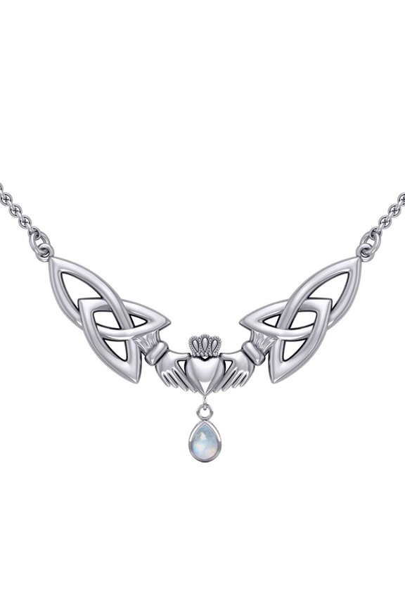 Celtic Knotwork Irish Claddagh 925 Sterling Silver Necklace Ancestry Jewelry