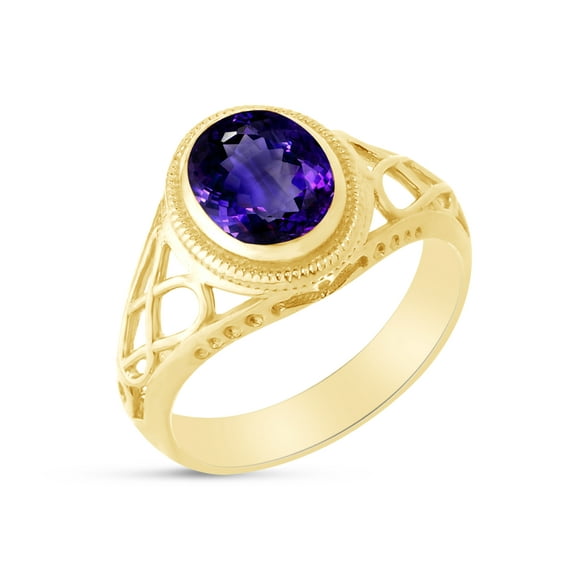 AFFY Celtic Lady's Simulated Alexandrite Ring In 14K Yellow Gold Plated 925 Sterling Silver Jewelry for Ladies, Ring Size 9.5