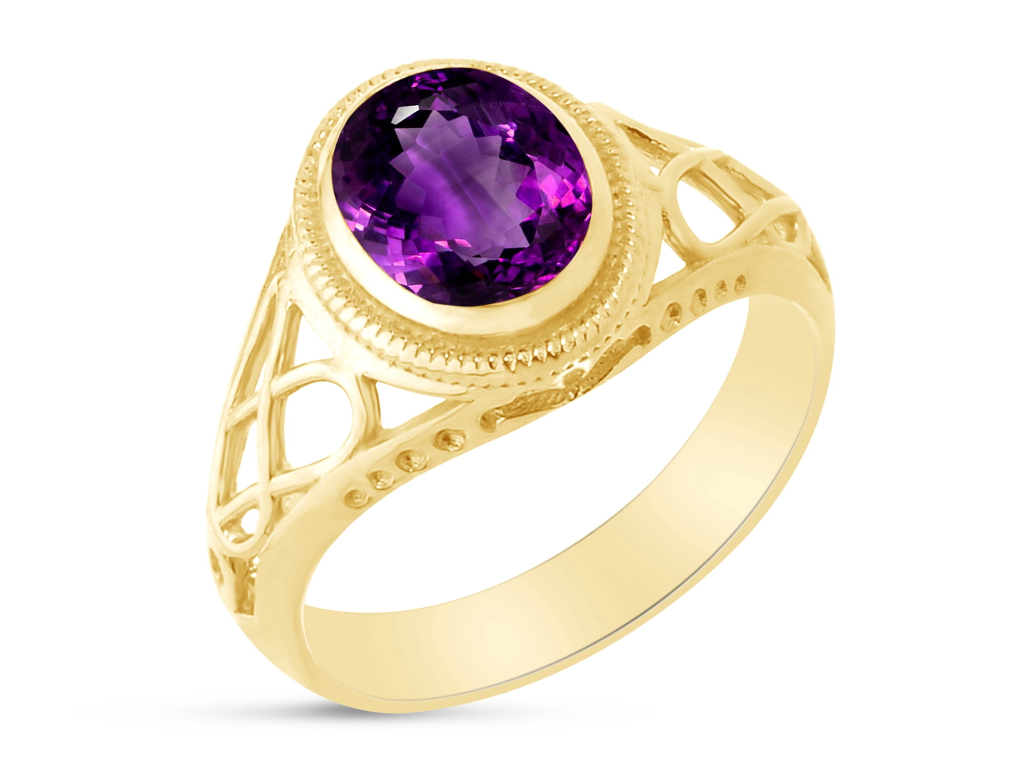 14K Gold Plated Over 925 Silver Twist Band Pink Topaz Purple  Amethyst and 14k Gold Plated 925 Silver  Women\'s Ring main image 2