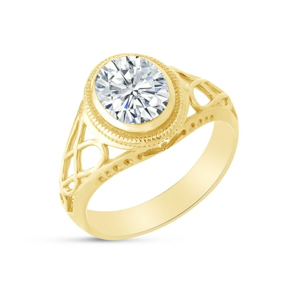 AFFY Celtic Lady's Simulated Cubic Zirconia Ring In 14K Yellow Gold Plated 925 Sterling Silver Jewelry for Ladies, Ring Size 8