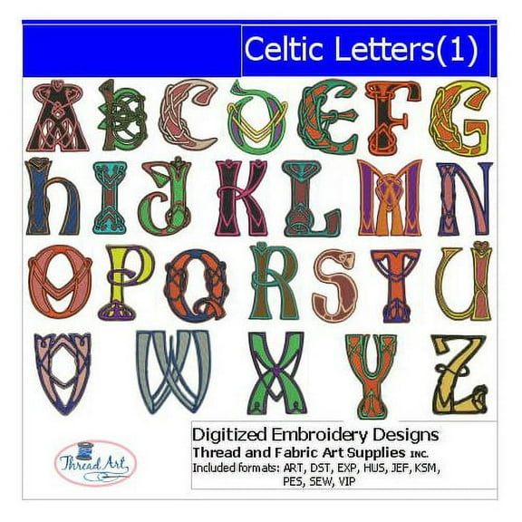 Celtic Letters(1) Embroidery Designs - All Popular Formats Included - Loaded on USB Stick