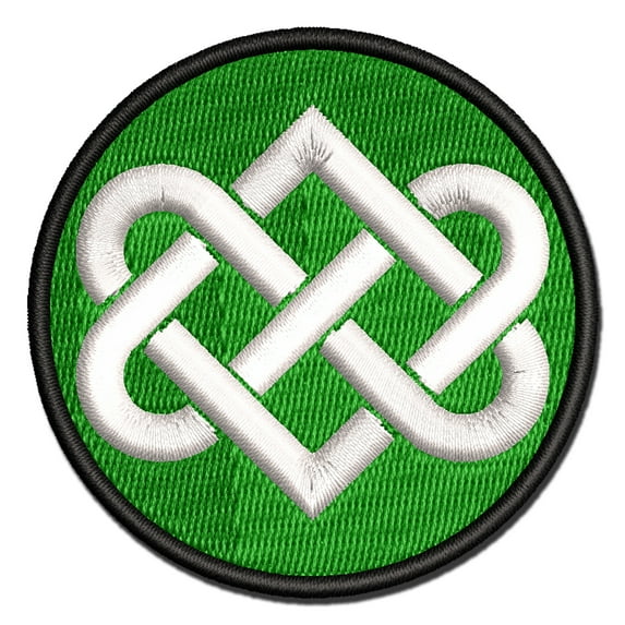 Celtic Love Knot Silhouette Applique Multi-Color Embroidered Hook & Loop Patch - 2.5 Inch Small