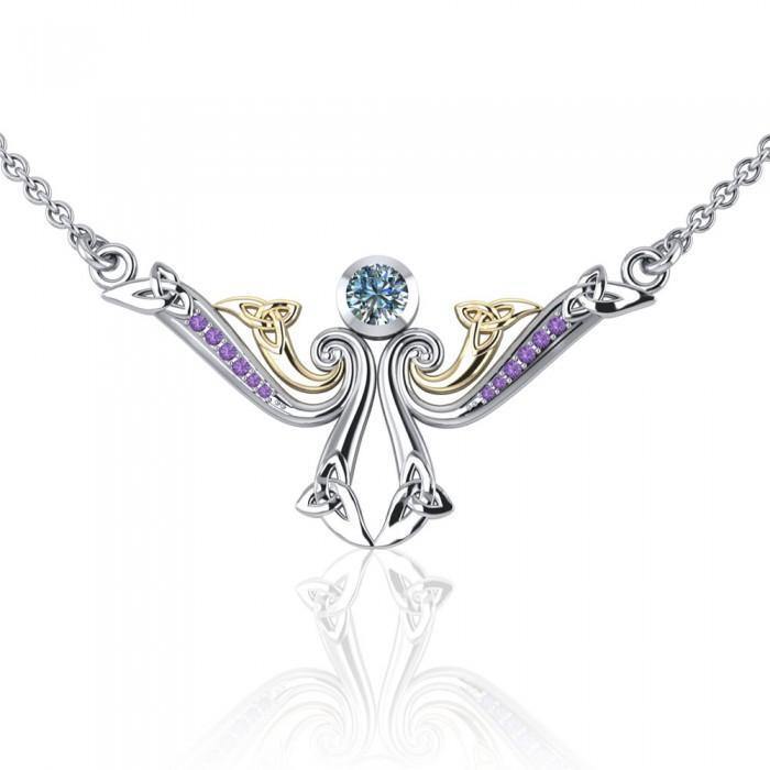 Celtic Modern Trinity 925 Sterling Silver Necklace Fine Jewelry Gold ...