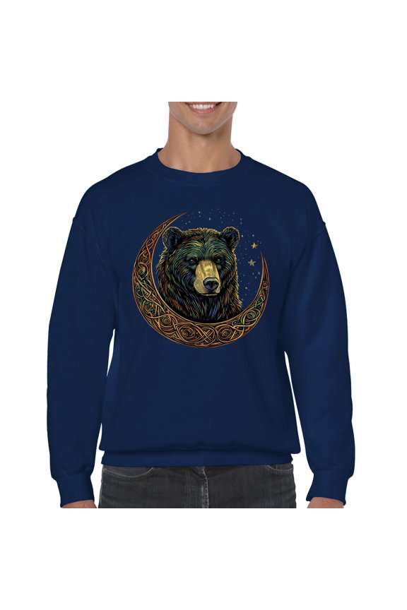 Celtic Moon Bear Sweatshirt Mystical Forest Animal Wildlife Nature Spiritual Celestial Lunar Viking Valhala Crewneck