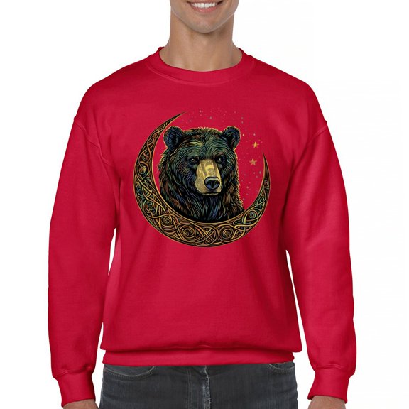 Celtic Moon Bear Sweatshirt Mystical Forest Animal Wildlife Nature Spiritual Celestial Lunar Viking Valhala Crewneck