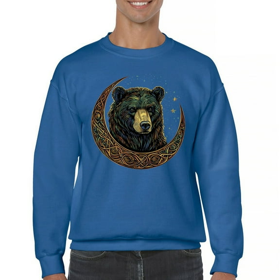 Celtic Moon Bear Sweatshirt Mystical Forest Animal Wildlife Nature Spiritual Celestial Lunar Viking Valhala Crewneck