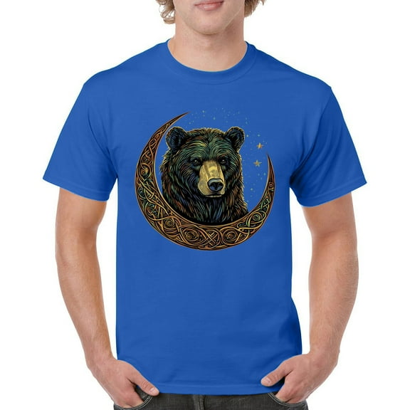 Celtic Moon Bear T-shirt Mystical Forest Animal Wildlife Nature Spiritual Celestial Lunar Viking Valhala Men's Tee