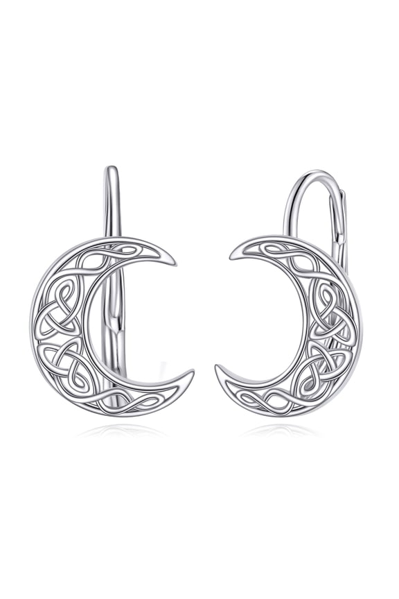 Celtic Moon Earrings for Women 925 Sterling Silver Leverback Earrings Crescent Moon Earrings Moon Jewelry