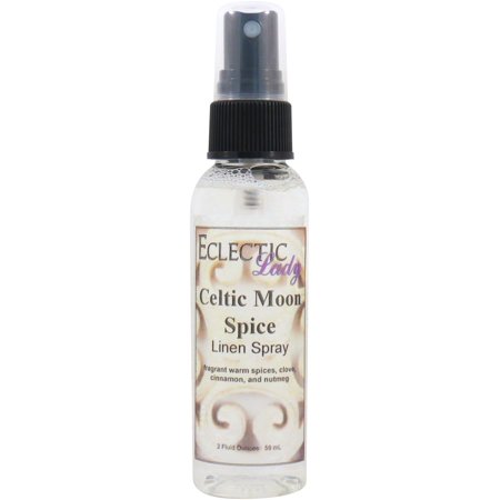 Celtic Moonspice Linen Spray, 2 ounces - Eclectic Lady Sheet and Linen Spray - No Artificial Colors, Parabens, or Preservatives - Long-Lasting Scent for Bed, Fabric & Pillow