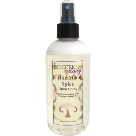Celtic Moonspice Linen Spray (Double Strength), 16 ounces - Eclectic Lady Sheet and Linen Spray - No Artificial Colors, Parabens, or Preservatives - Long-Lasting Scent for Bed, Fabric & Pillow