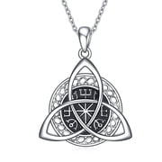 Celtic Necklace for Women Sterling Silver Viking Jewelry for Women Irish Triangle Trinity Knot Necklace Witch Knot Necklace Amulet Protection Jewelry
