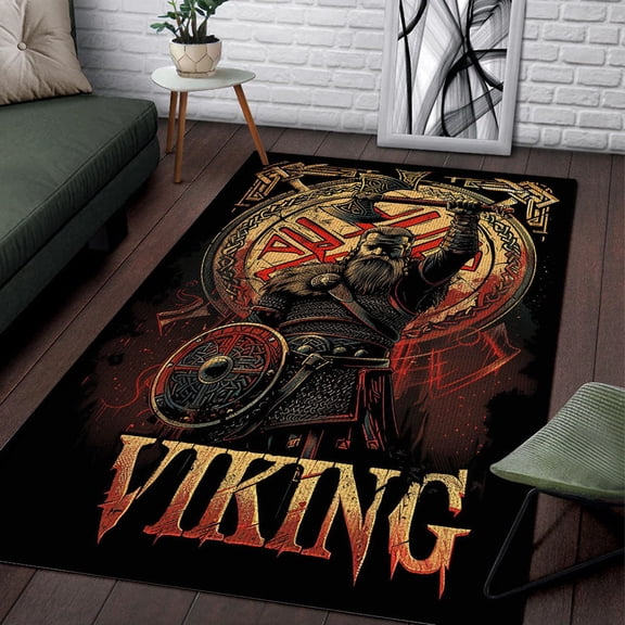 Celtic Odin Rug Carpet Viking Area Rug Rectangle Area Rug, Soft Rug for Entryway & Hallway, Durable, Kid & Pet Friendly, Boho Chic Accent Rug, Colorfast Print, Long‑lasting