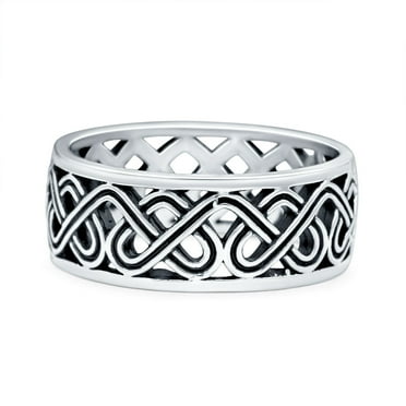 Celtic Oxidized Band Solid 925 Sterling Silver Thumb Ring Size 5