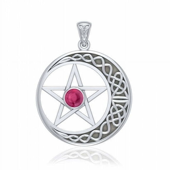 Celtic Pentacle 925 Sterling Silver Pendant Jewelry Pagan Choice of Gemstone
