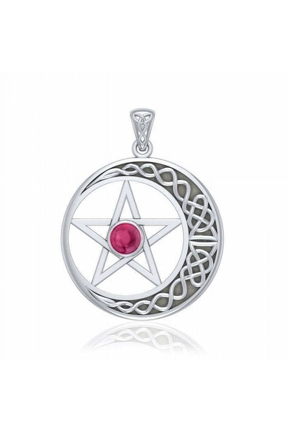 Celtic Pentacle 925 Sterling Silver Pendant Jewelry Pagan Choice of Gemstone
