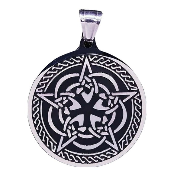 Celtic Pentacle Necklace Silver Stainless Steel Wicca Pagan Star Pendant Unisex Fantasy Forge Jewelry