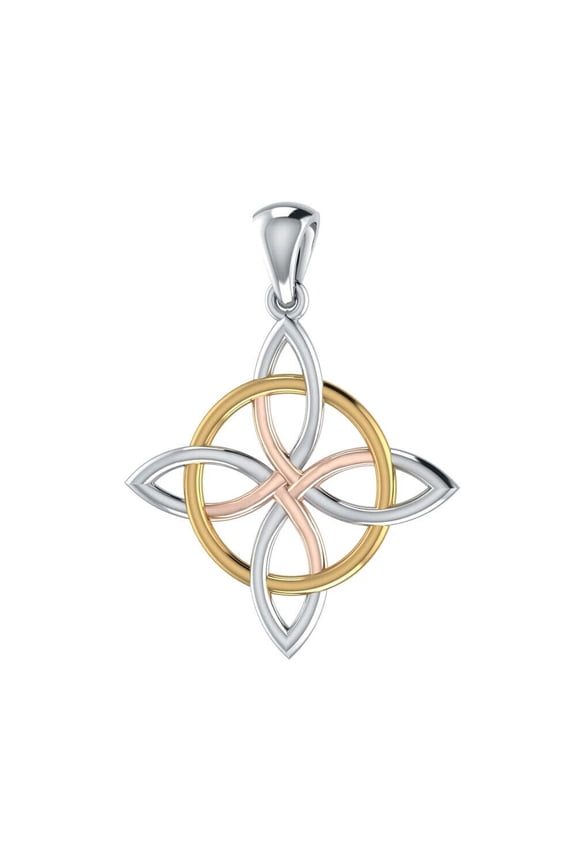 Celtic Quaternary Knot 925 Sterling Silver Pendant Heritage Three Tone Jewelry