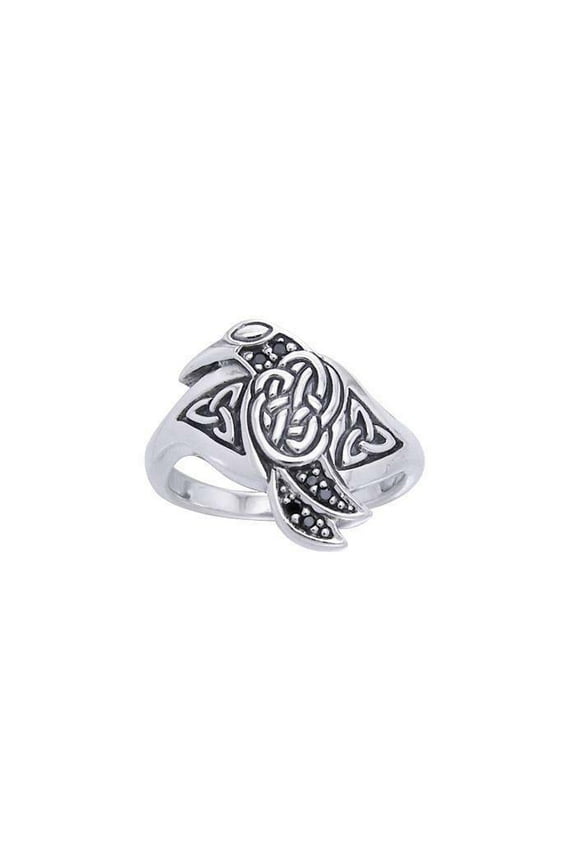 Celtic Raven 925 Sterling Silver Ring Fine Animal Totem Spirit Mystical Jewelry