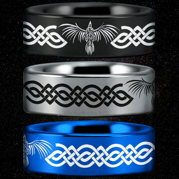 Celtic Raven Tungsten Carbide Ring