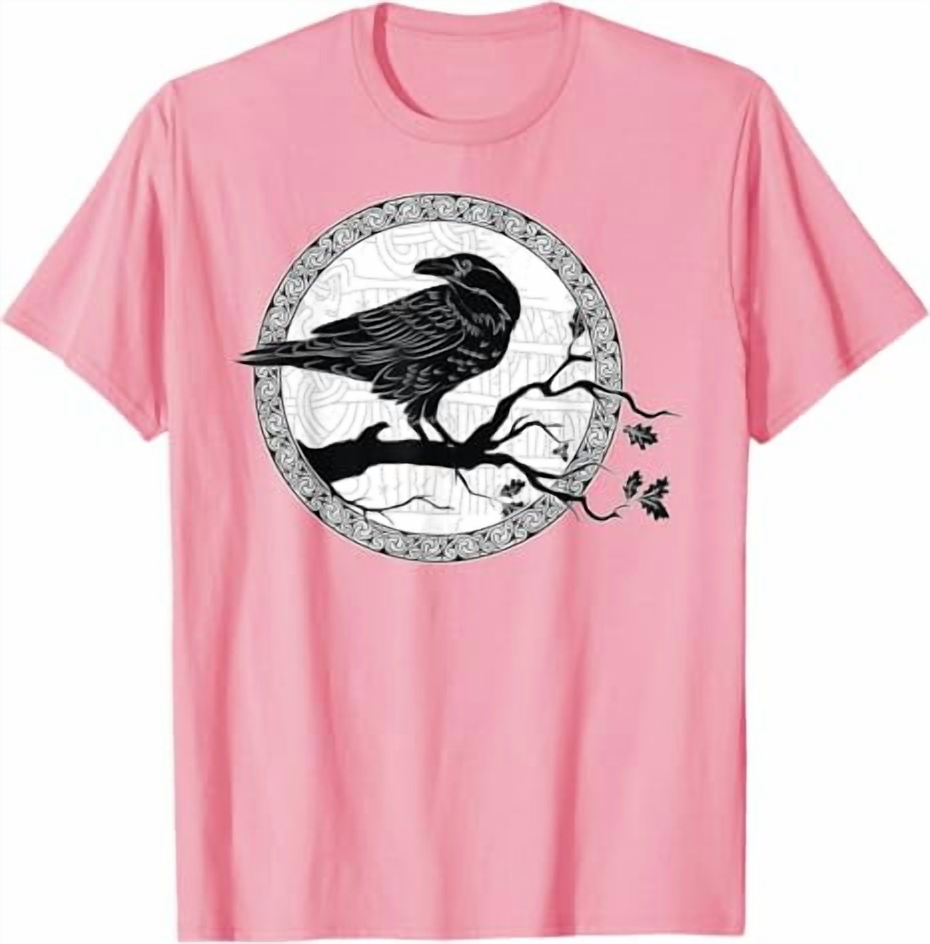 Celtic Raven Viking Wisdom Tattoo Art T-Shirt,Light Pink Color,Size XL ...