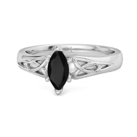 Celtic Ring 0.25Cts Black Spinel 925 Sterling Silver Trinity Knot Band Women Valentines Day Gifts Ring