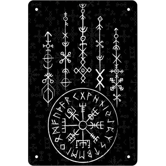 Elements Runes Poster Celtic Runes Vegvisir Vintage Travel Poster Retro Poster Metal Tin Sign ...