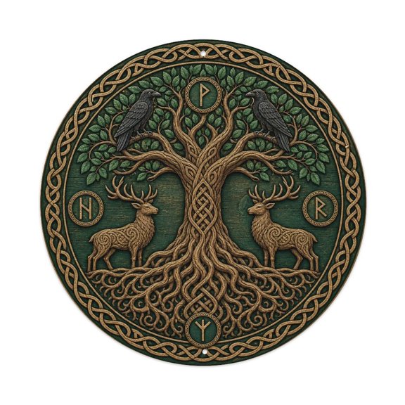Celtic Sacred Tree Wood Wall Plaque Forest Nature Decor Metal Tin Sign Plaque