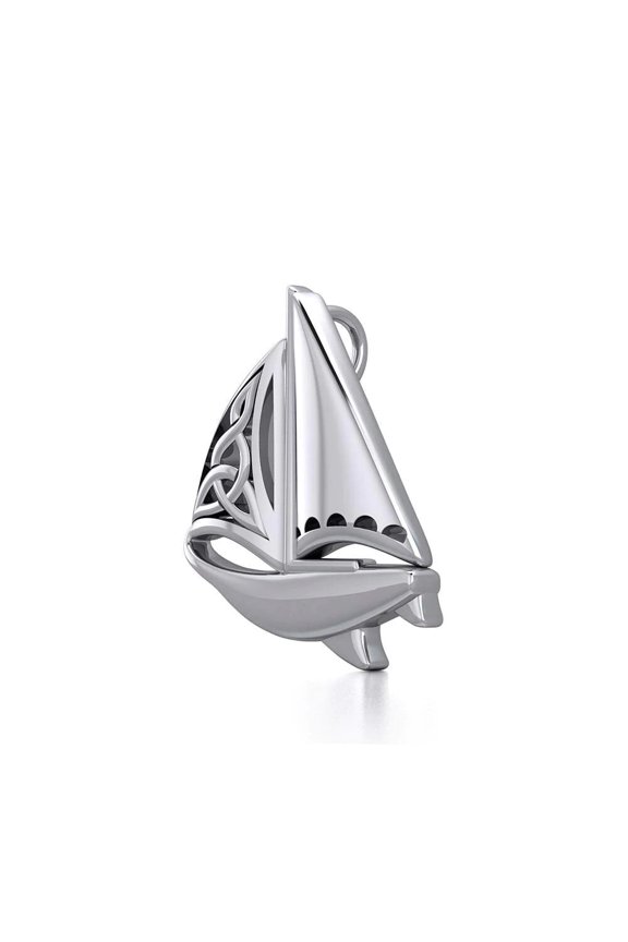 Celtic Sailboat 925 Sterling Silver Pendant Nautical Beach Life Fine Jewelry