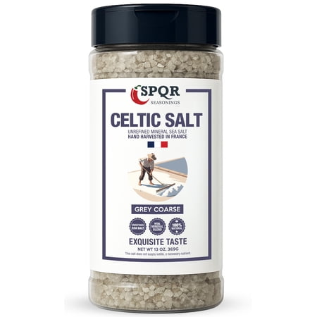 Celtic Salt Grey Coarse Grain Unrefined Mineral Sea Salt Hand Harvested in France XL 13oz. Bottle by SPQR Seasonings