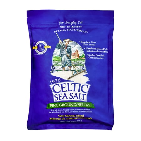 Celtic Fine Ground Sea Salt 5 lb Resealable Bag - Kosher, Gluten-Free, No Artificial Ingredients