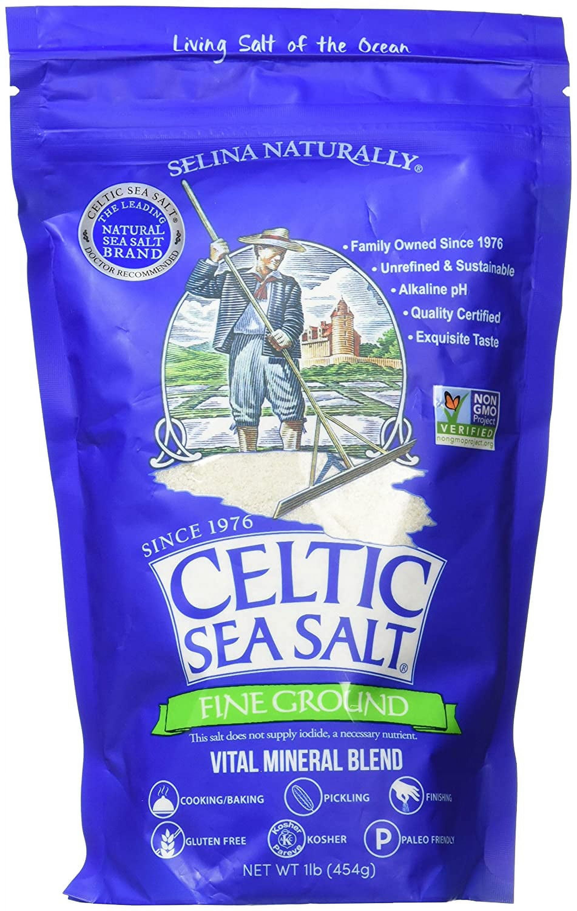 Celtic Sea Salt Fine Ground Sea Salt Bag 16 oz Pack of 3