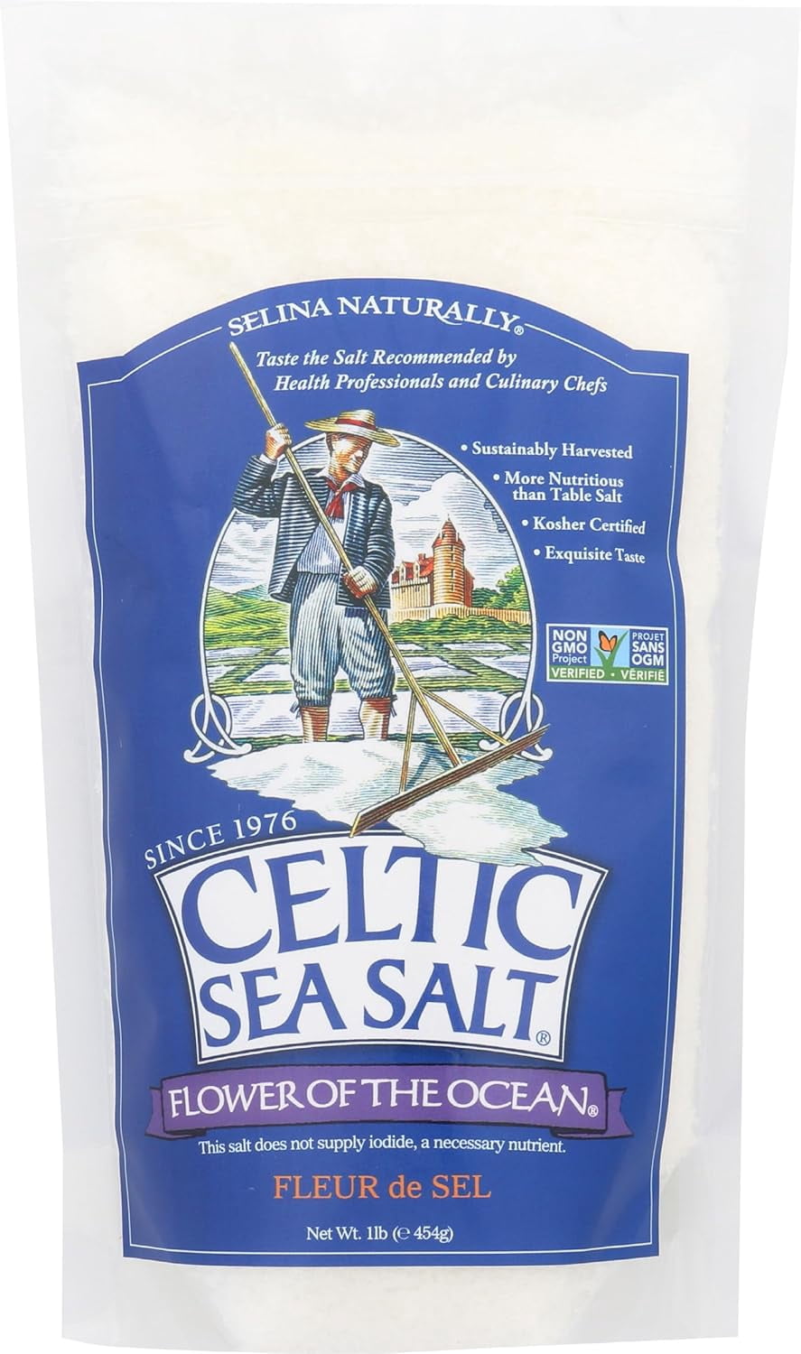 Celtic Sea Salt Flower of The Ocean Salt Bag, 1 Pound