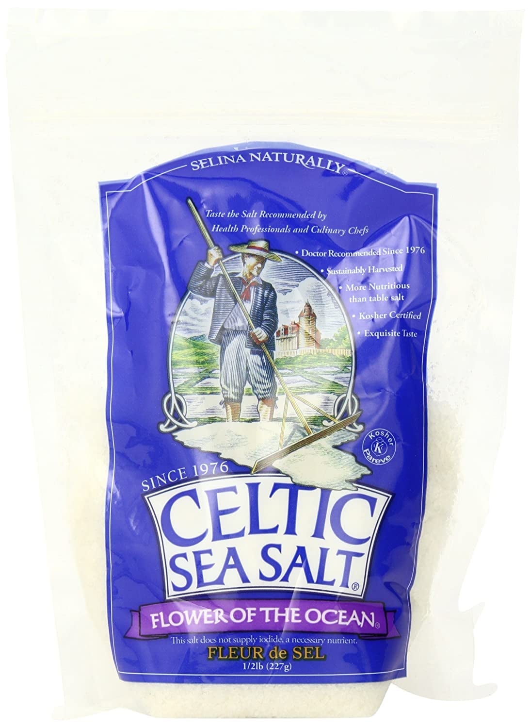 Celtic Sea Salt Flower of the Ocean Coarse Salt Bag 8 oz Pack of 2