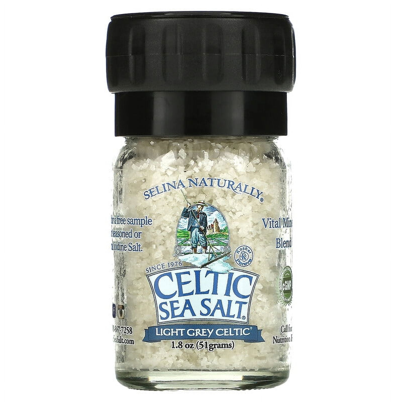 Celtic Sea Salt, Light Grey Celtic, Vital Mineral Blend, Mini Salt Grinder, 1.8 oz Pack of 2