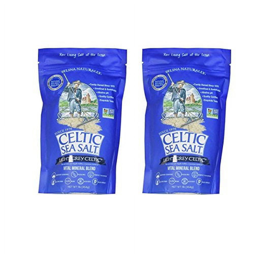 Light Grey Celtic Sea Salt Resealable Bags - Additive-Free, Delicious Sea Salt, Perfect for Cooking, Baking and More - Gluten-Free, Non-GMO Verified, Kosher and Paleo-Friendly, 1 Pound Bag (2 Count)